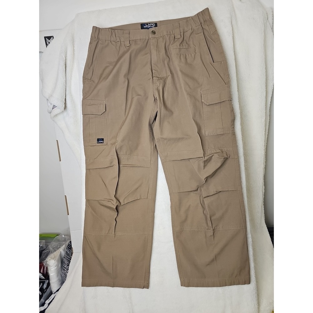 LAPG‎ Tactical  Ripstop Pants Sz 40/30 Khaki Cargo Hook & Loop Pockets